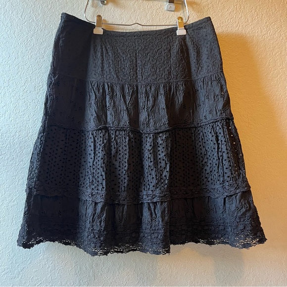 Witchy Cotton Boho Lace Tiered Midi Sunflower crocheted festival Lagenlook boho - Picture 9 of 13